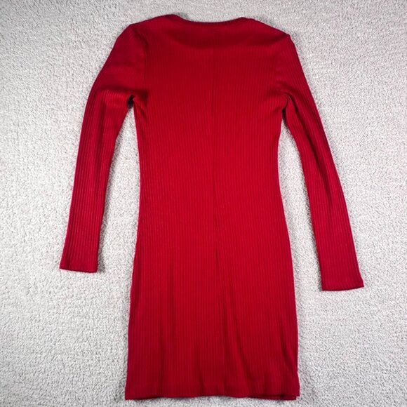 Reformation Jeans Ribbed Knit Mini Dress Bodycon Red Comfy Size Small Comfy Soft - Picture 2 of 10